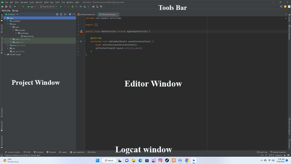 Windows in Android Studio - imagev1
